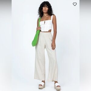 Princess Polly LOUIS LINEN BLEND PANTS BEIGE